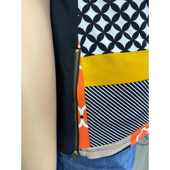 Worthington Women's Size 2X Sleeveless Patchwork Top Orange White Black Yellow - Picture 6 of 8
